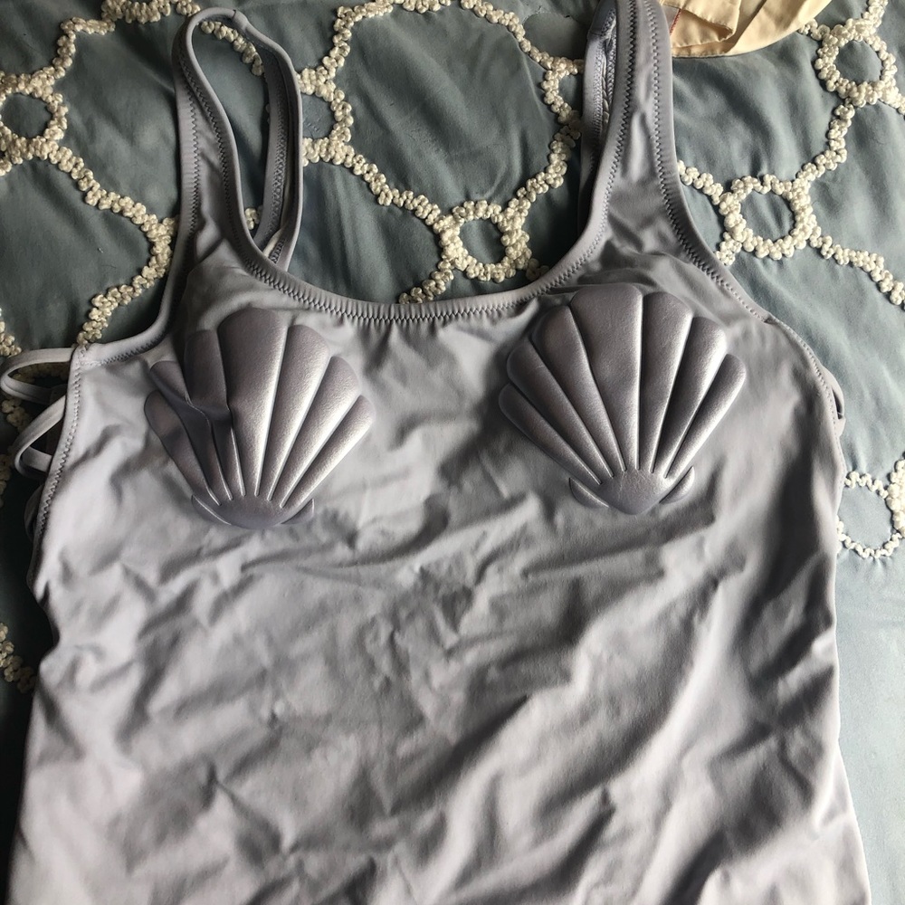 PINK seashells one piece bathing suit